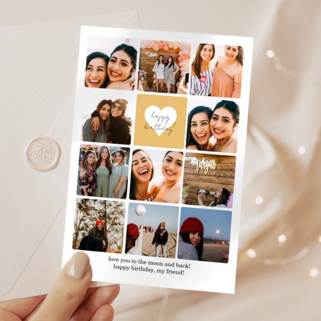 Eleven Photo Collage Best Friend Happy Birthday Card (Creator Uploaded)