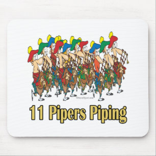 eleven pipers piping 11th day of christmas mouse mat
