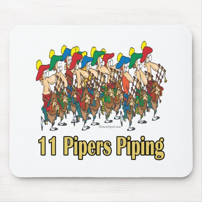 eleven pipers piping  11th day of christmas mouse mat (Front)