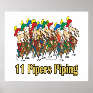 eleven pipers piping 11th day of christmas poster