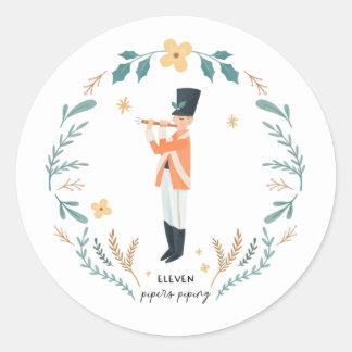 Eleven Pipers Piping 12 Days of Christmas Folk Classic Round Sticker