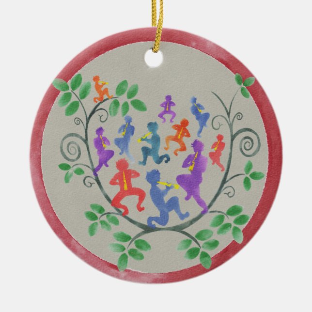 Eleven Pipers Piping Christmas Ornament (Front)