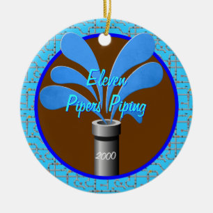 Eleven Pipers Piping - Custom Year Ceramic Tree Decoration