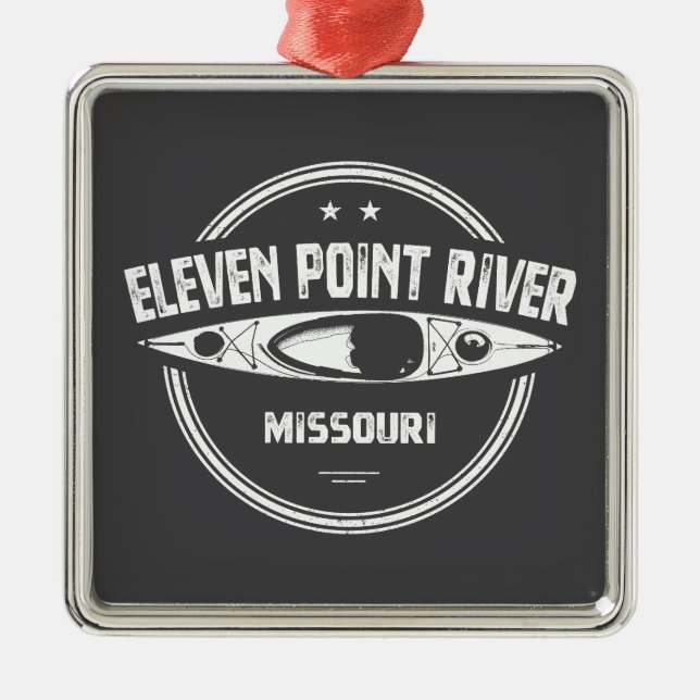 Eleven Point River Missouri Kayaking Metal Tree Decoration (Front)