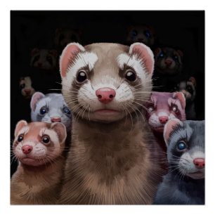 Eleven Stoic Ferrets Poster Wall Art 