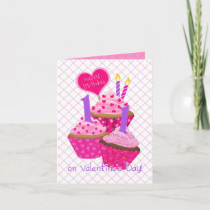 Eleven Years Old Valentine's Day Birthday for Girl Card
