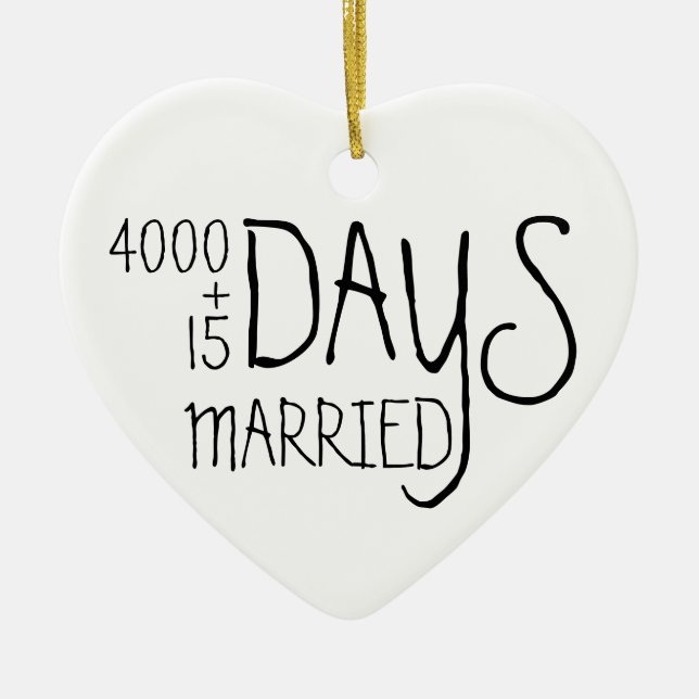 Eleventh anniversary 11 years married wife husband ceramic tree decoration (Front)