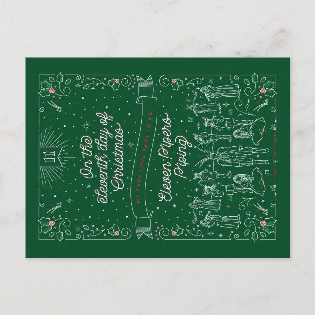 ELEVENTH DAY OF CHRISTMAS / Christmas Postcard (Front)