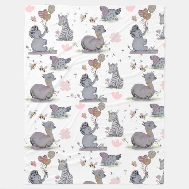 "Eleze Elephant & Polka Hen" Boganhues Blanket (Front)