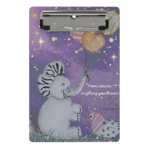 "Eleze Elephant & Polka Hen" Boganhues cover Mini Clipboard