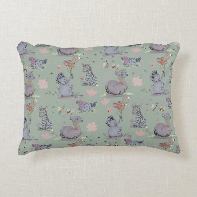 "Eleze Elephant & Polka Hen" Boganhues Decorative Cushion (Front)