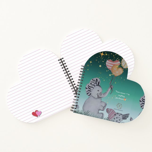 "Eleze Elephant & Polka Hen" Dreamy Notebook cover (Inside)