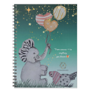 "Eleze Elephant & Polka Hen" Dreamy Notebook cover