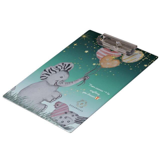 "Eleze Elephant & Polka Hen" Dreamy Notebook cover Clipboard (Angled)