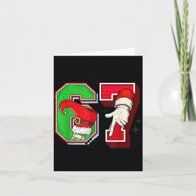 Elf 6 7 Christmas Santa Trendy Meme Six Seven Twee Card (Front)