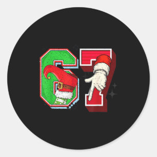 Elf 6 7 Christmas Santa Trendy Meme Six Seven Twee Classic Round Sticker