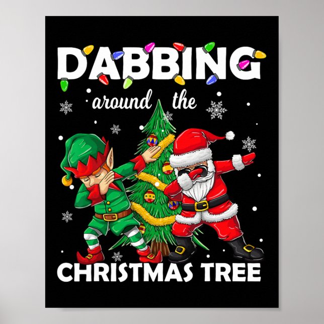 Elf &amp; Dabbing Santa Kids Boys Men Claus Dab Xm Poster (Front)