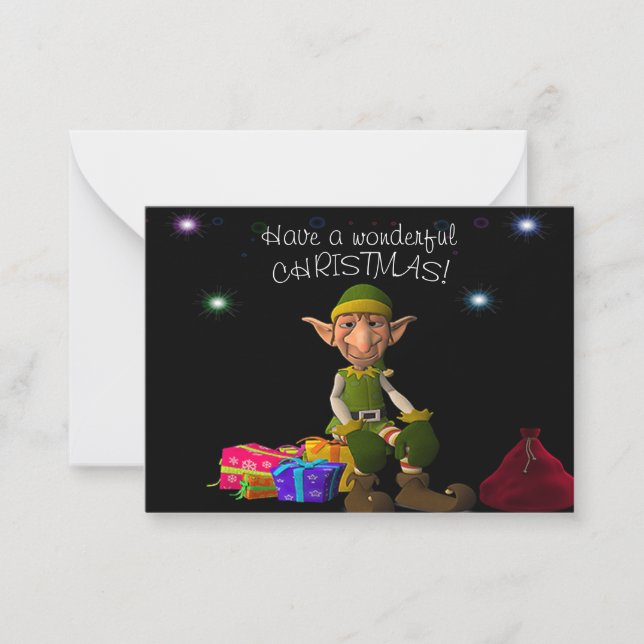 Elf And Christmas Gift Card (Front)