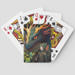 Elf And Dragon Fantasy Art Playing Cards