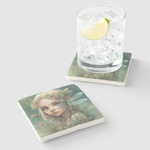 Elf and Dragonfly 3 Stone Coaster