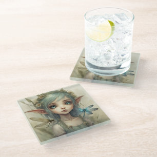 Elf and Dragonfly 4 Glass Coaster