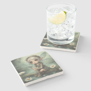 Elf and Dragonfly 5 Stone Coaster