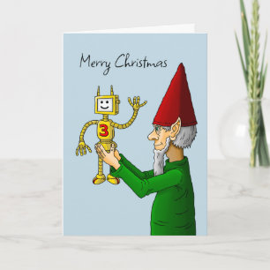 Elf and Robot Christmas Photo Card
