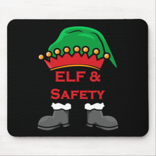 Elf And Safety, Funny Health & Safety Elf Long Mouse Mat