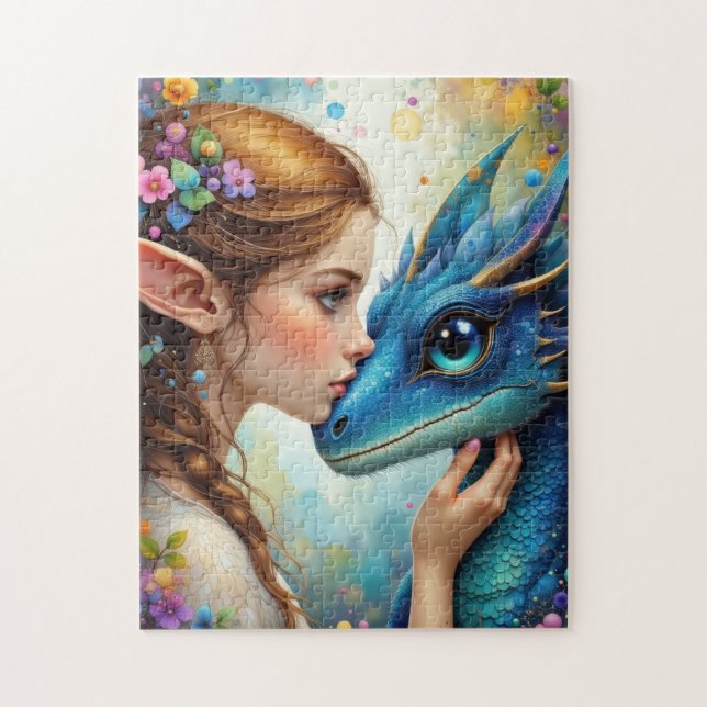 Elf and the Dragon Jigsaw Puzzle (Vertical)