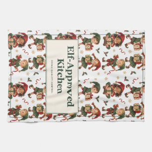 Elf Approved Kitchen Funny Christmas Elves Tea Towel