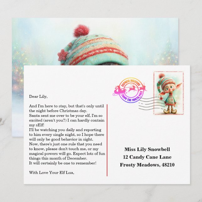 Elf Arrival Letter | North Pole Welcome Message Invitation (Front/Back)