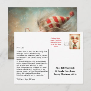Elf Arrival Letter   North Pole Welcome Message Postcard