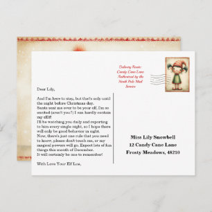 Elf Arrival Letter   North Pole Welcome Message Postcard