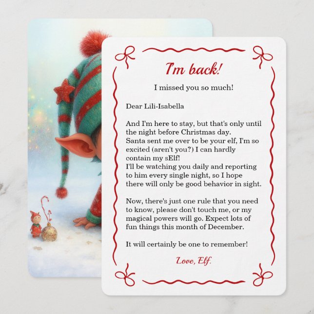 Elf Arrival Letter | Special Delivery from the Nor Holiday Card (Front/Back)