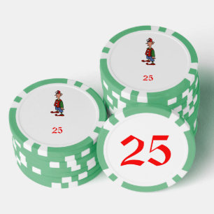 Elf At Attention green 25 striped poker chip
