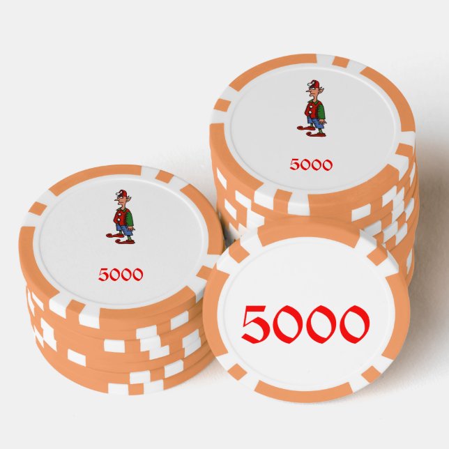 Elf At Attention orange 5000 striped poker chip (Stack)