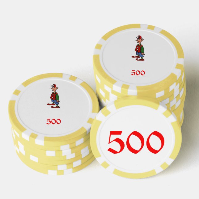 Elf At Attention yellow 500 striped poker chip (Stack)
