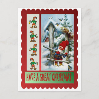 Elf at the gate holiday postcard