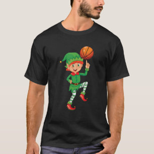 Elf Basketball Player Christmas Cute Sports X Mas  T-Shirt