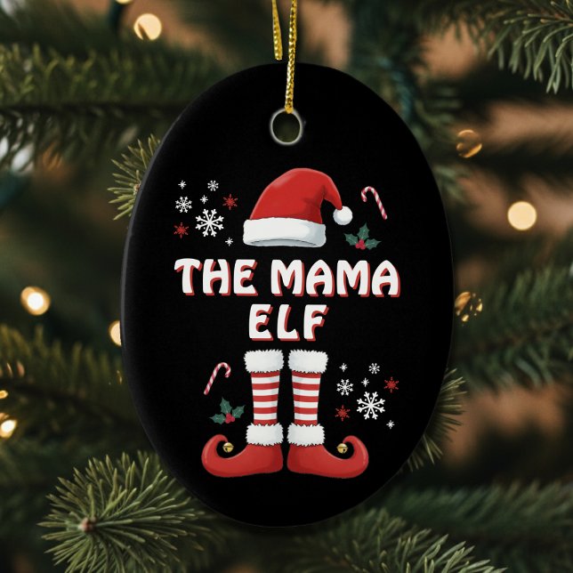 Elf Boots Santa Claus Hat Black Christmas Ceramic Tree Decoration (Elf Christmas Ornament)