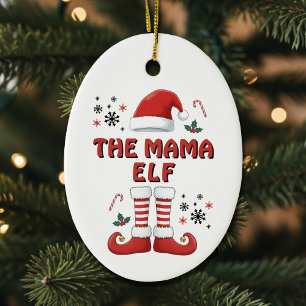 Elf Boots Santa Claus Hat White Christmas Ceramic Tree Decoration