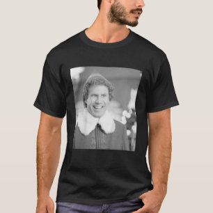Elf Buddy Black White Laughing Photo T-Shirt