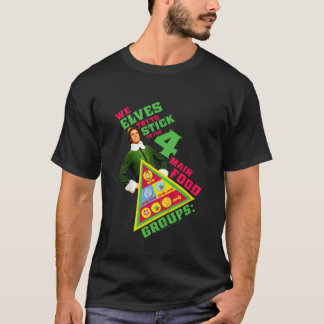 Elf Buddy Four Main Food Group Pyramid Text Portra T-Shirt