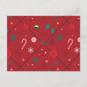 Elf Candy Checker Pattern Holiday Postcard