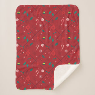 Elf Candy Checker Pattern Sherpa Blanket