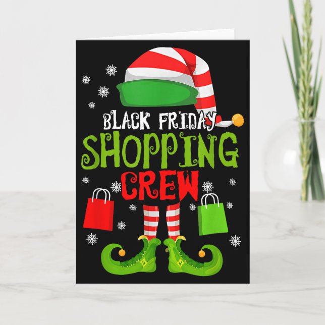 Elf Christmas Black Shopng Funny Friday Shopng Cre Card (Front)