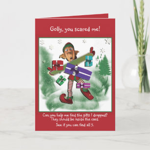 Elf Christmas cute snow Holiday Card