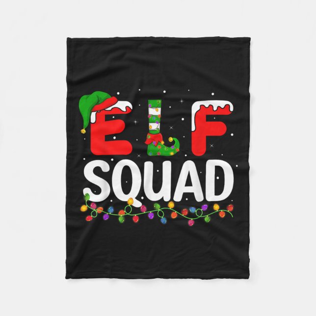 Elf Christmas Family Matching Xmas Pajama Elf Squa Fleece Blanket (Front)