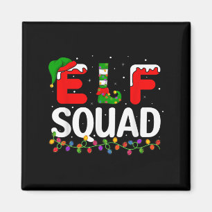 Elf Christmas Family Matching Xmas Pajama Elf Squa Magnet