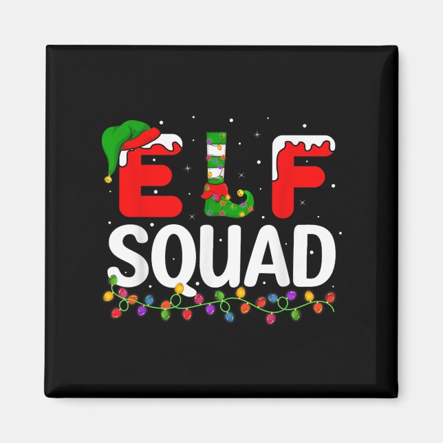 Elf Christmas Family Matching Xmas Pajama Elf Squa Magnet (Front)